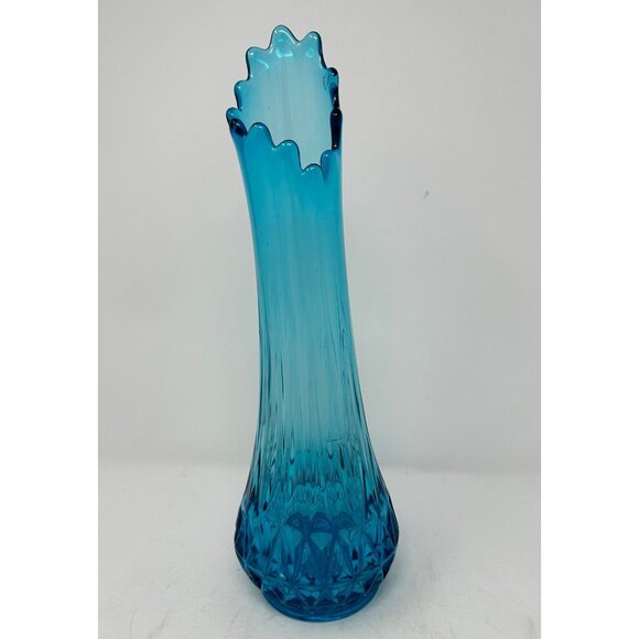 L.E. Smith Other - L.E. SMITH NESTING TRIANGLE 14.5" Swung Vase #1153 PEACOCK BLUE Fayette Glass